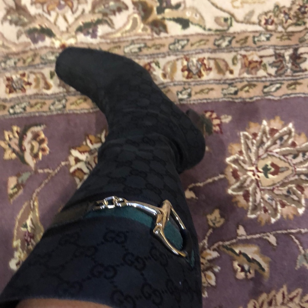Gucci knee high material boots black💯Authentic